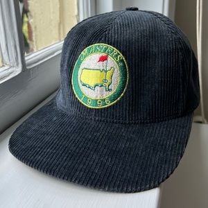 RARE 1996 MASTERS Corduroy Leather Strapback Hat